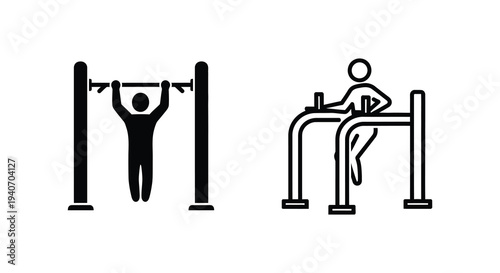 Outdoor exercise equipment depicted in a minimalist black silhouette high quality