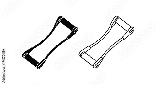 Two black silhouettes of resistance bands for exercise and fitness silhouette