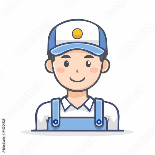 Smiling Cartoon Man in Uniform