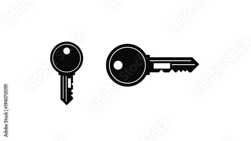Two black keys displayed in a minimalist graphic silhouette
