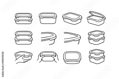 Visual safe contour icon handling language touch stackable kitchen vector corners container