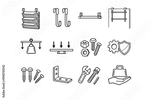 Structure lightweight clean option support rigid hooks file distribution icon door vector