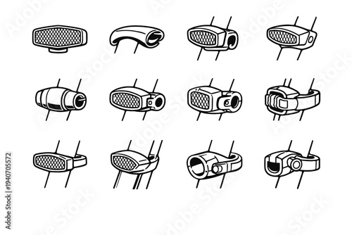 Reflector icon alignment vector attachment form proportions interface bike icons secure clamp