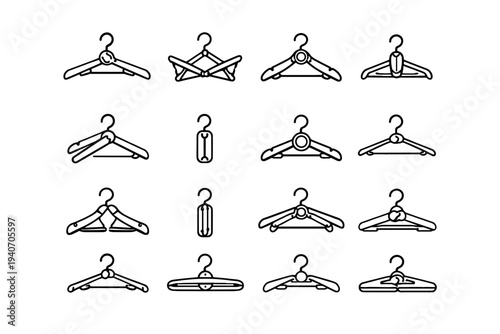 Clothes accessory compact minimal icon hanger rotating icons aid foldable vector central