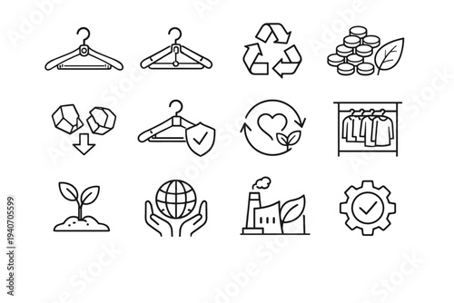 Approach silhouette icons household form vector foldable concept eco environmental icon hanger