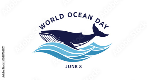 World Ocean Day celebration with whale illustration on June 8.