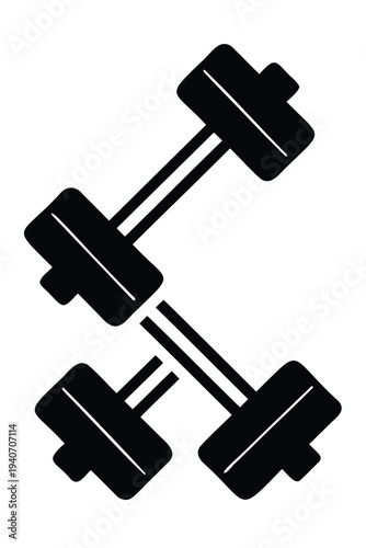 Dumbbell and barbell black silhouette, gym weight equipment vector illustration, dumbbell icon collection Set 