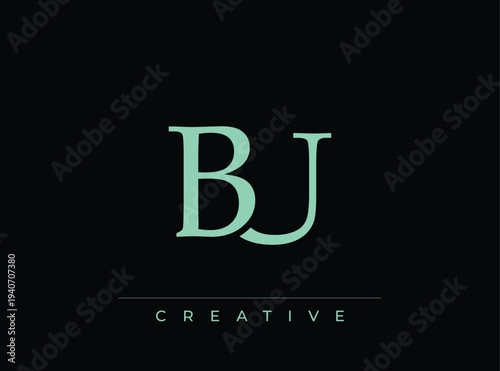 BJ creative logo design with monogram initials and text