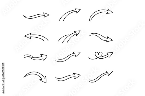 Simple caring mild calm image generation bend line friendly vector arrow arc