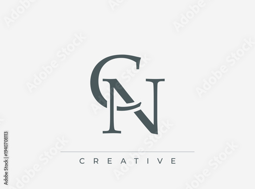 CN creative letter logo design with elegant typography