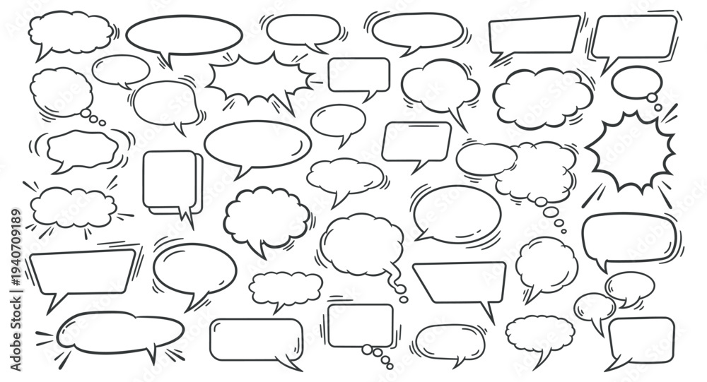 Fototapeta premium Collection of various speech bubbles and text boxes for comic strips