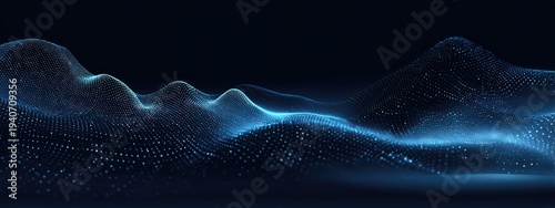 Abstract Blue Light Wave on Dark Background - Digital Art and Technology Concept.