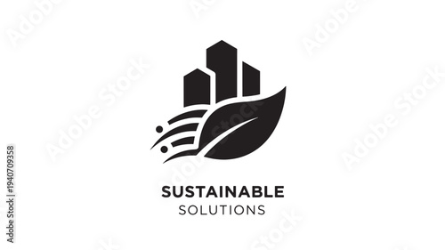 A  logo featuring a stylized leaf and cityscape, representing sustainable solutions and eco-friendly urban development, on a clean white background.