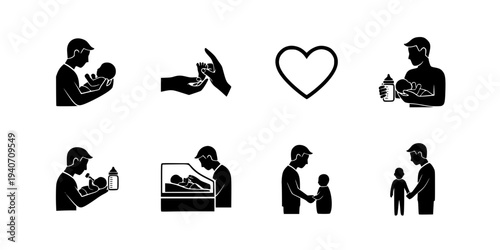 Father and Preemie Baby Kangaroo Care Silhouette