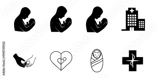 Father and Preemie Baby Kangaroo Care Silhouette