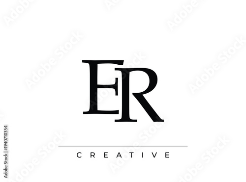 ER creative logo design with elegant monogram and typography