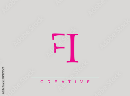 Creative logo design with letter f and i on gray background
