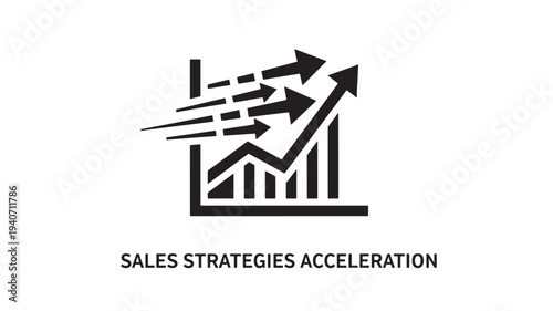 A  graphic illustrating sales strategies acceleration with a rising graph and arrows, symbolizing business growth and success in a professional and modern style.