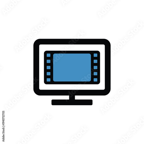 Monitor displays a film strip icon for.
