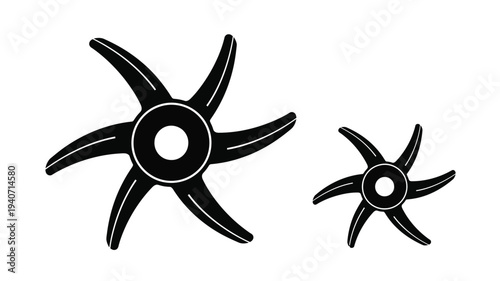 Two black star shapes of differing sizes a striking silhouette
