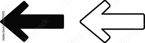 Black and white arrows pointing left and right isolated on transparent background, Vector