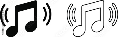 Music notes sound waves isolated on transparent background, Vector