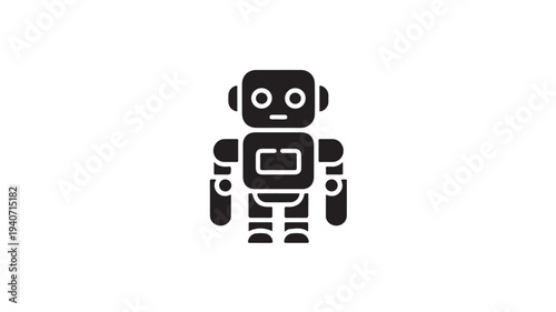 Cute Robot Character Icon Minimal AI Robot Mascot Vector Isolated on White Background