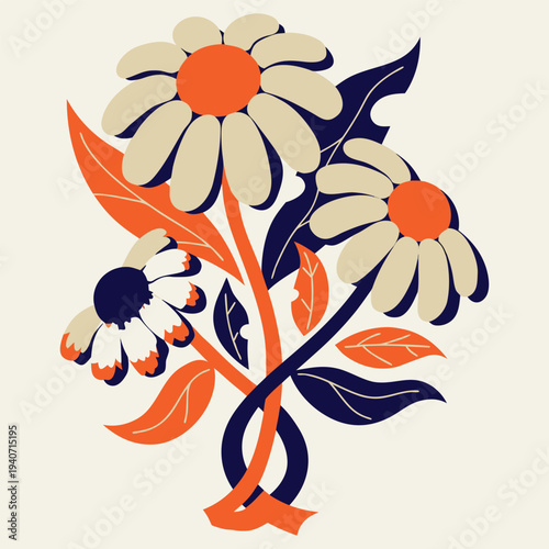 Daisy Flower Bunch Vector Illustration