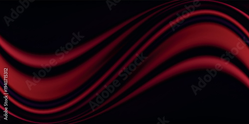 Luxury red satin smooth fabric background. Abstract background luxury red cloth or liquid wave or wavy folds of silk satin background. Red silky fabric. Decoration element for design.