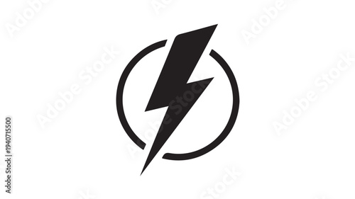 Lightning Bolt Icon in Circle Energy Power Symbol for Electricity, Electric Technology and High Voltage Concepts