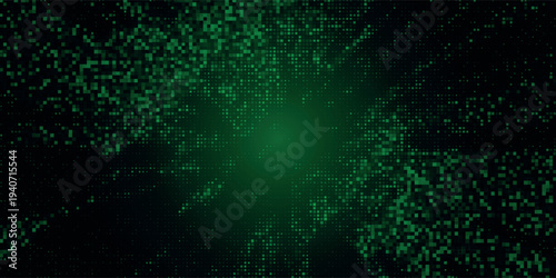 Technology digital futuristic internet network connection dark black background, green abstract cyber information communication, Ai big data science, innovation future tech line. eps10