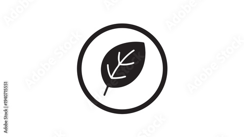 Leaf Icon in Circle Minimal Eco Friendly Nature Symbol for Sustainability, Organic Branding and Environmental Logos