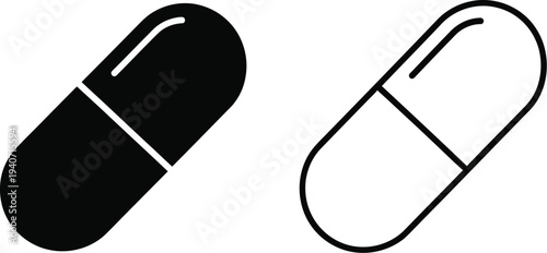 Pill capsule medicine isolated on transparent background, Vector