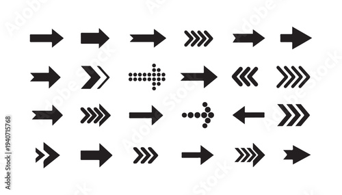 Collection of various arrow icons in different styles and directions