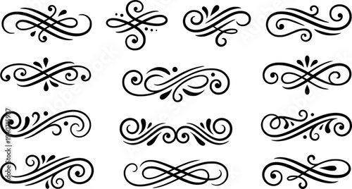Collection of Elegant Black and White Decorative "S" Monograms
