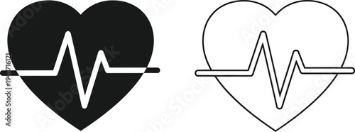 Heart rate medical symbol icon isolated on transparent background, Vector