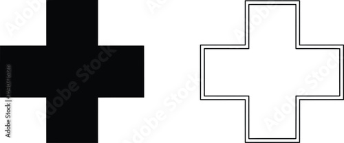 Plus sign icons isolated on transparent background, Vector