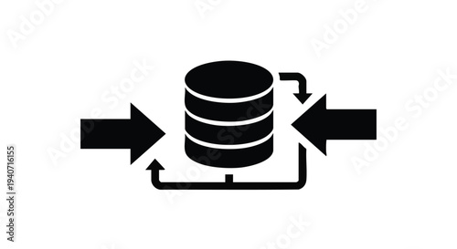 Database storage vector icon, data exchange