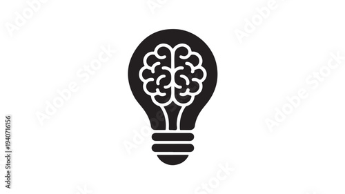 Brain Light Bulb Icon Creative Idea Innovation Symbol for Intelligence Thinking and Problem Solving