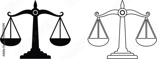 Scales of justice balance law isolated on transparent background, Vector