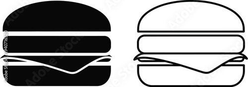 Burger icon set isolated on transparent background, Vector