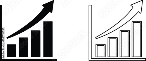 Growth statistics icons isolated on transparent background, Vector