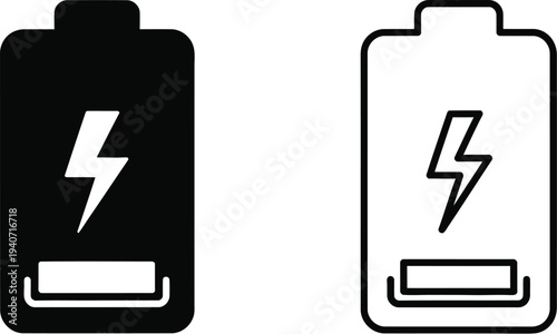 Battery icons set isolated on transparent background, Vector