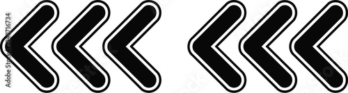 Black chevron arrows pointing right isolated on transparent background, Vector