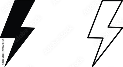 Lightning bolt icons isolated on transparent background, Vector