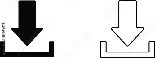 Download arrow icons isolated on transparent background, Vector