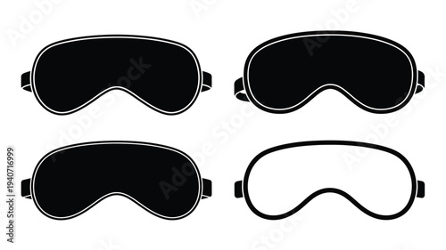 Four black sleep masks and one white a simple graphic silhouette
