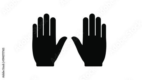 Two open hands facing each other a striking black silhouette