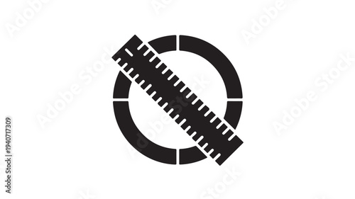Measurement Icon With Ruler and Circular Scale Vector for Precision Engineering, Drafting and Technical Measurement