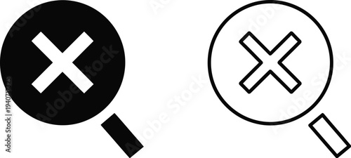 Magnifying glass with cross icon isolated on transparent background, Vector